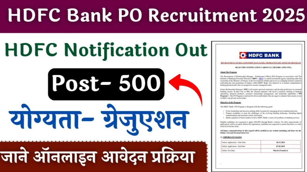 HDFC Bank PO requirement 2025